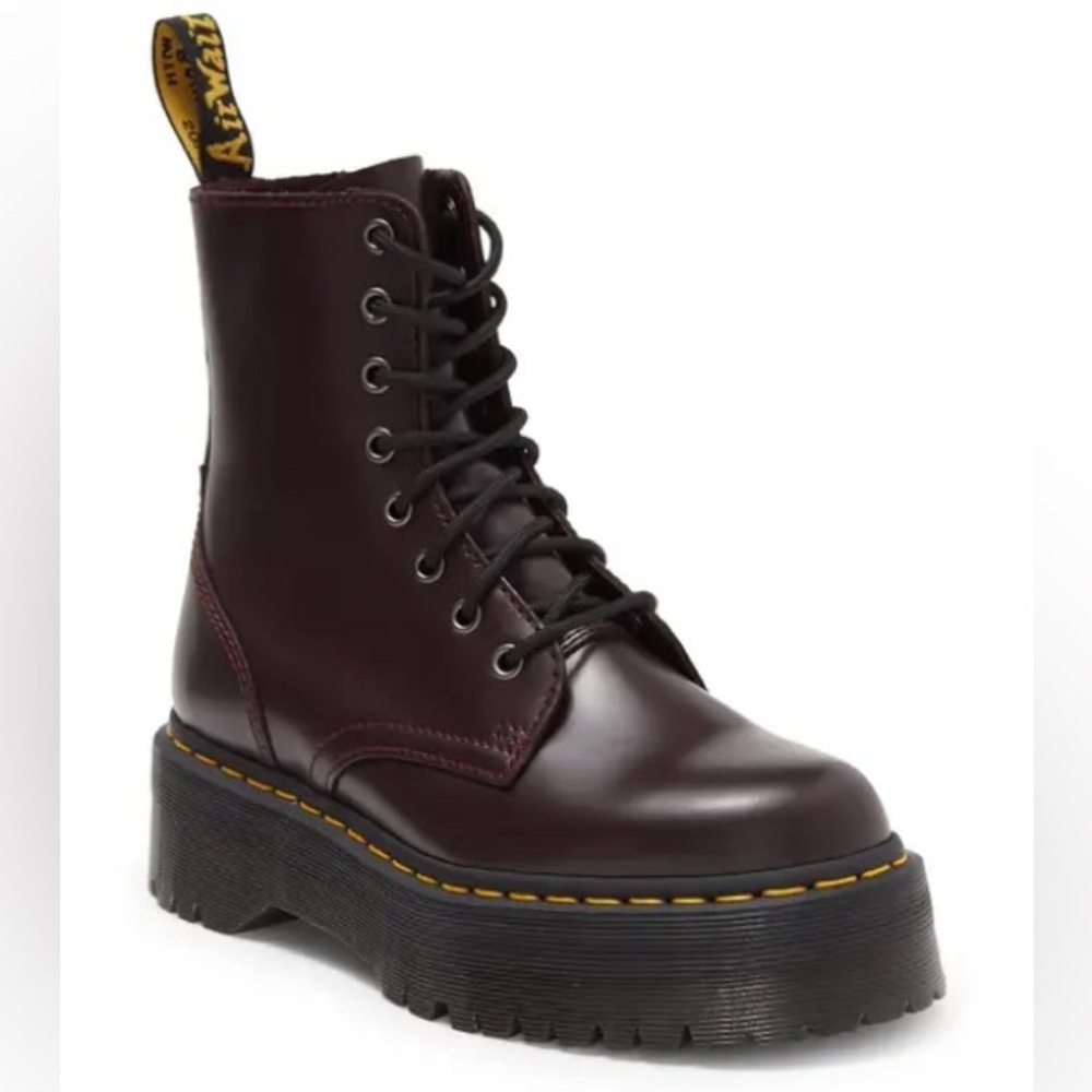 Dr. Martens Jadon Burgundy Platform Combat Boots Unisex Mens 8 Women 9 Brand New - Picture 4 of 7